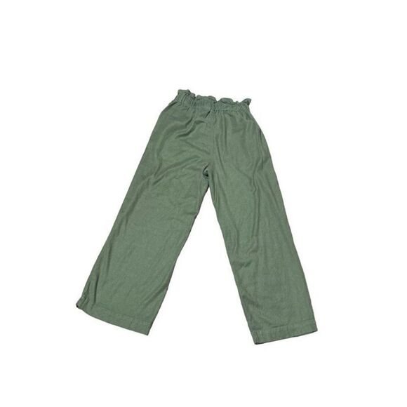 Copper Key Green Cropped Linen Paper-bag Wide Leg Pants Size 5 - Picture 1 of 4